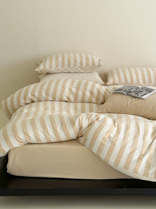 Cove Stripe Cotton Muslin Duvet Cover original reference image 6
