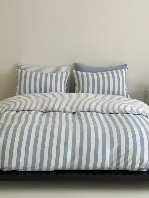 Cove Stripe Cotton Muslin Duvet Cover original reference image 9