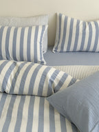 Cove Stripe Cotton Muslin Duvet Cover original reference image 11