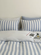 Cove Stripe Cotton Muslin Duvet Cover original reference image 12