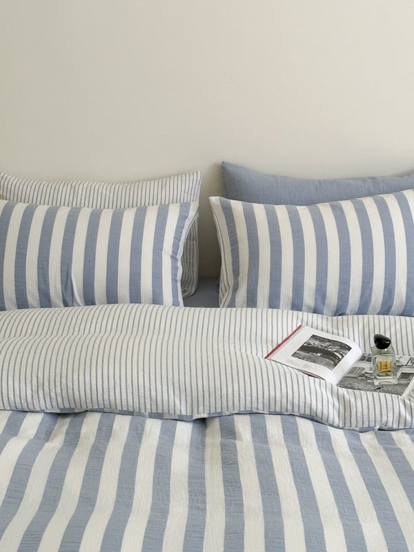 Cove Stripe Cotton Muslin Duvet Cover original reference image 12