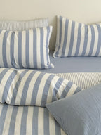 Cove Stripe Cotton Muslin Duvet Cover original reference image 13