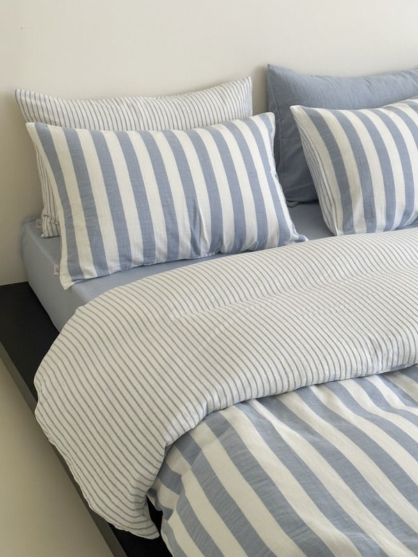 Cove Stripe Cotton Muslin Duvet Cover original reference image 14