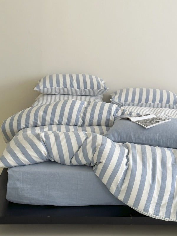 Cove Stripe Cotton Muslin Duvet Cover original reference image 15