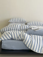Cove Stripe Cotton Muslin Duvet Cover original reference image 15