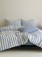 Cove Stripe Cotton Muslin Duvet Cover original reference image 16