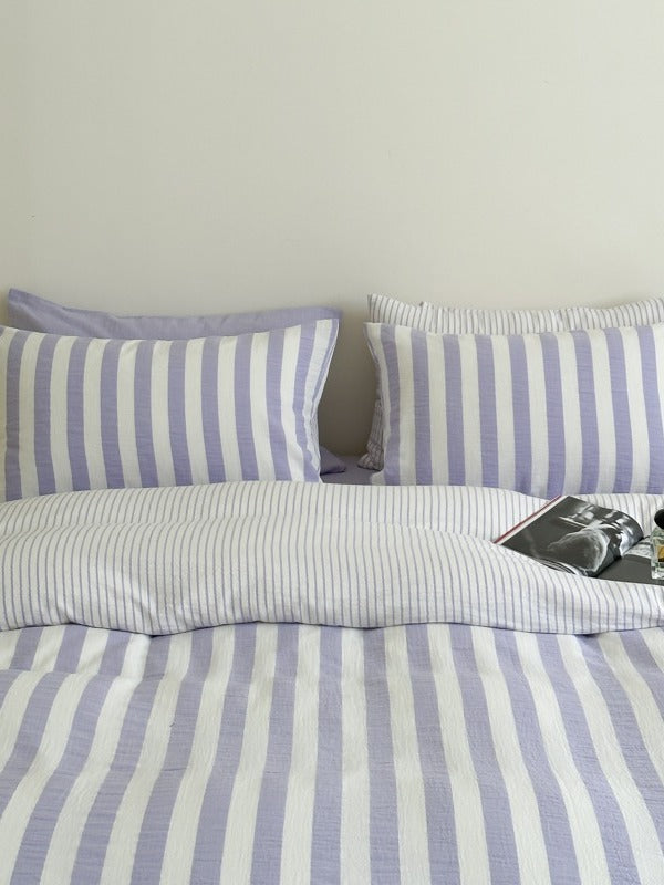 Cove Stripe Cotton Muslin Duvet Cover original reference image 17