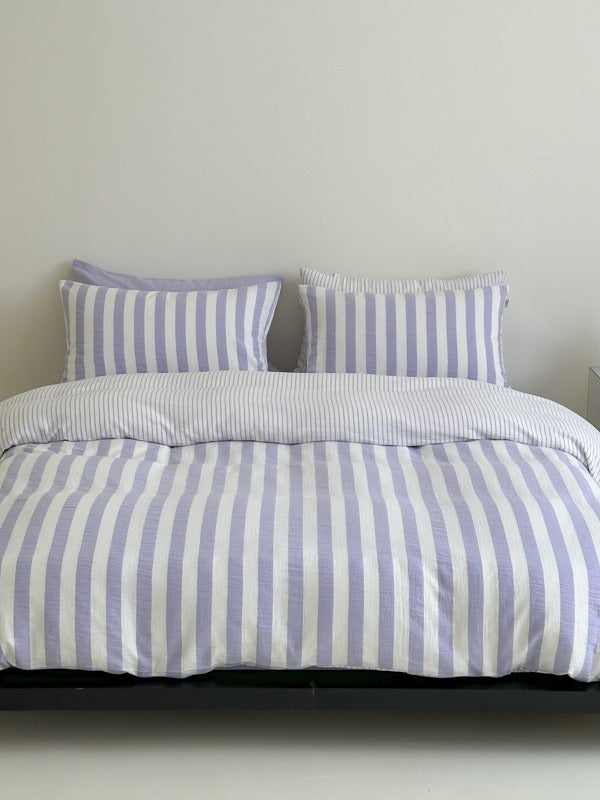 Cove Stripe Cotton Muslin Duvet Cover original reference image 21