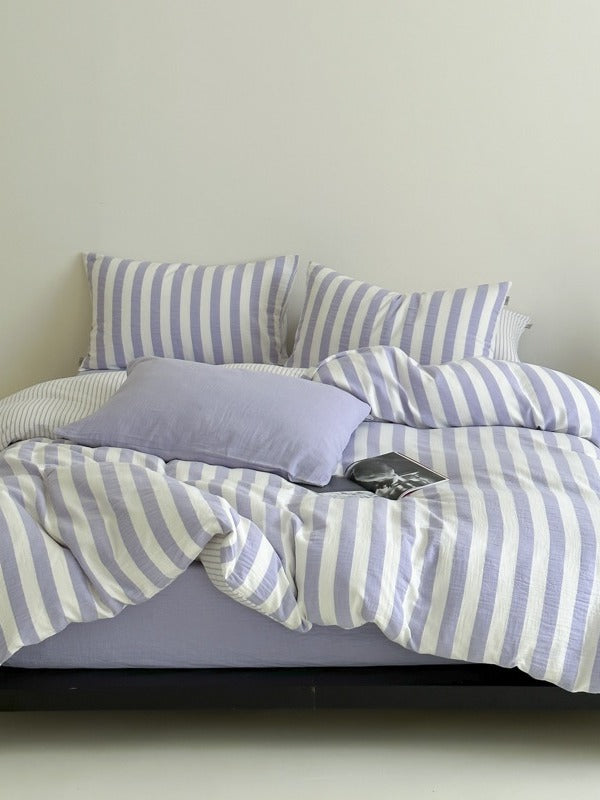 Cove Stripe Cotton Muslin Duvet Cover original reference image 22