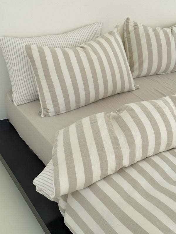 Cove Stripe Cotton Muslin Duvet Cover original reference image 33