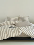Cove Stripe Cotton Muslin Duvet Cover original reference image 36