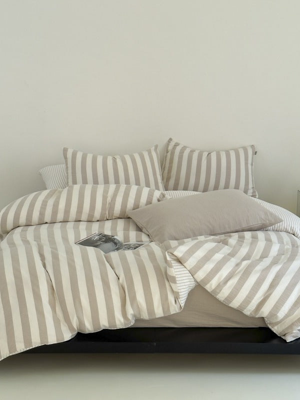 Cove Stripe Cotton Muslin Duvet Cover original reference image 36