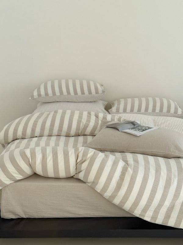 Cove Stripe Cotton Muslin Duvet Cover original reference image 37