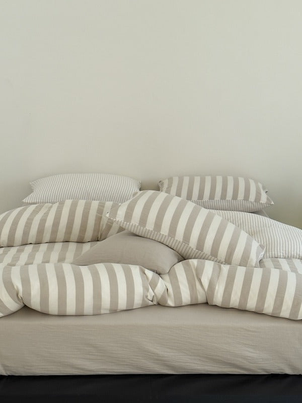Cove Stripe Cotton Muslin Duvet Cover original reference image 38