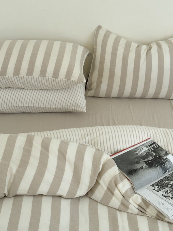 Cove Stripe Cotton Muslin Duvet Cover original reference image 39