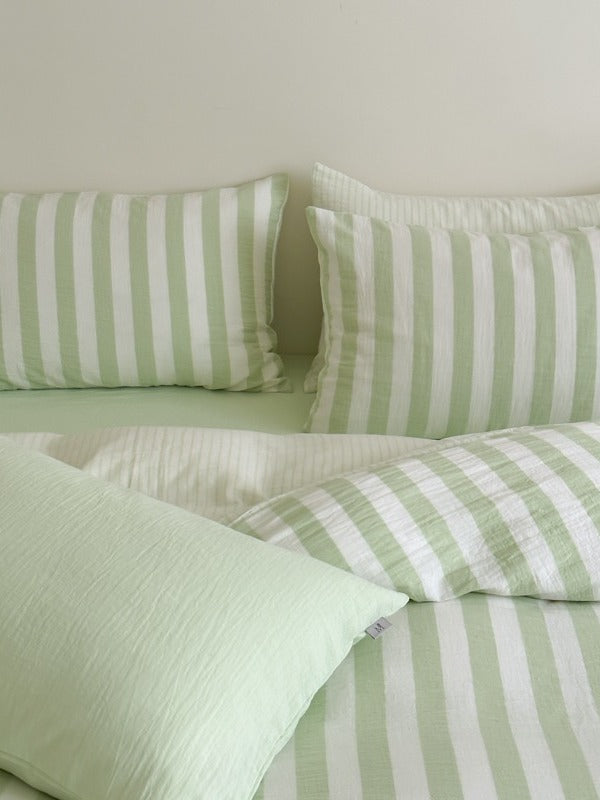Cove Stripe Cotton Muslin Duvet Cover original reference image 41