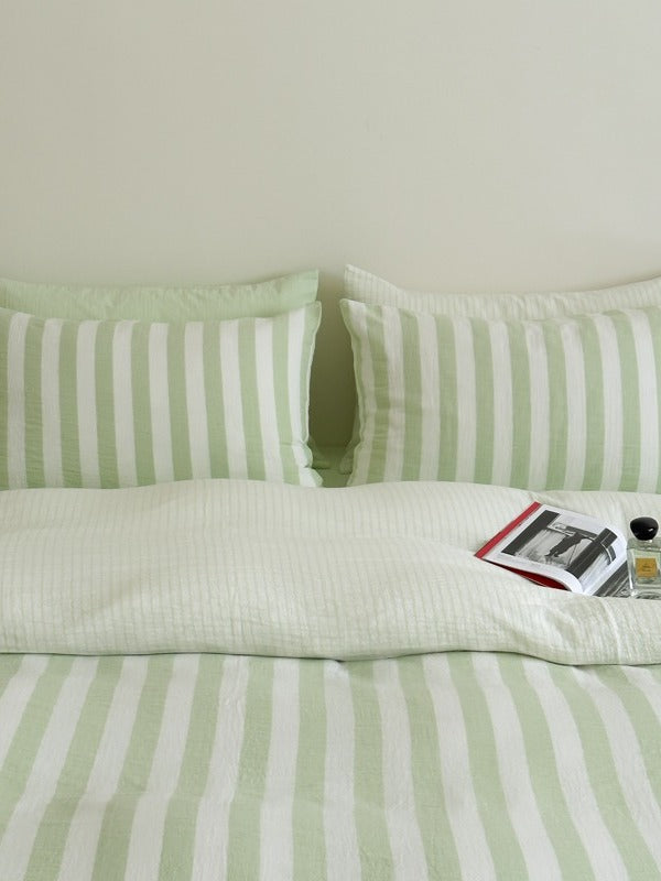 Cove Stripe Cotton Muslin Duvet Cover original reference image 43