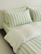 Cove Stripe Cotton Muslin Duvet Cover original reference image 44