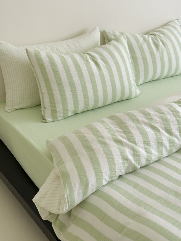Cove Stripe Cotton Muslin Duvet Cover original reference image 46