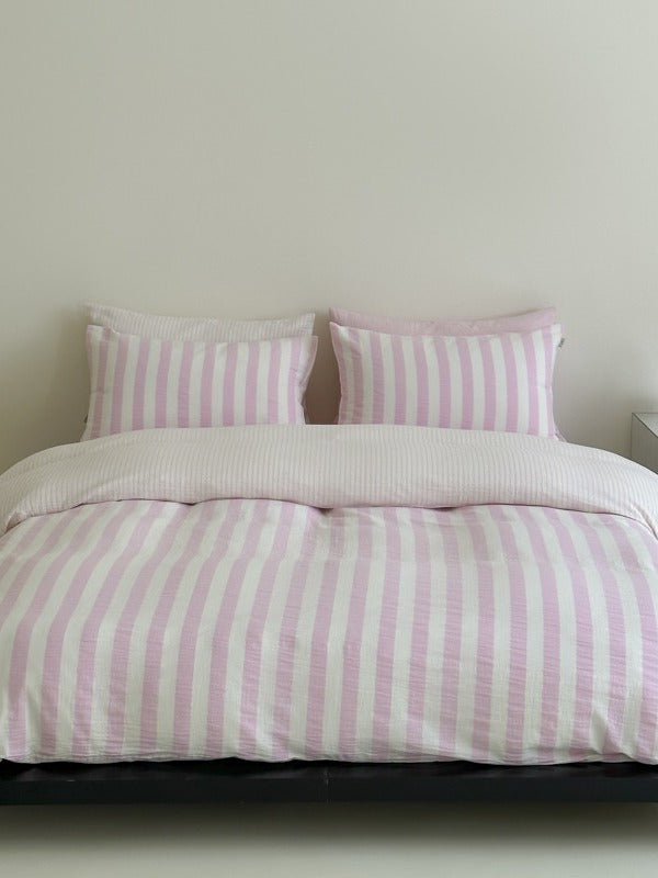 Cove Stripe Cotton Muslin Duvet Cover original reference image 52
