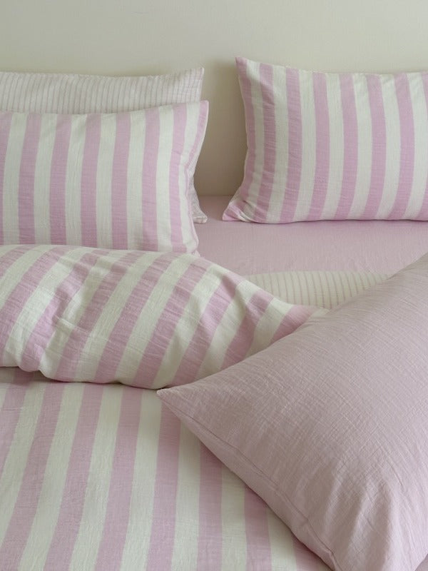 Cove Stripe Cotton Muslin Duvet Cover original reference image 53