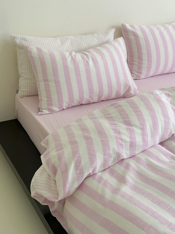 Cove Stripe Cotton Muslin Duvet Cover original reference image 54