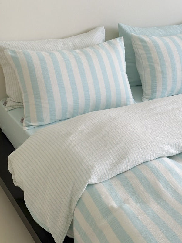 Cove Stripe Cotton Muslin Duvet Cover original reference image 59