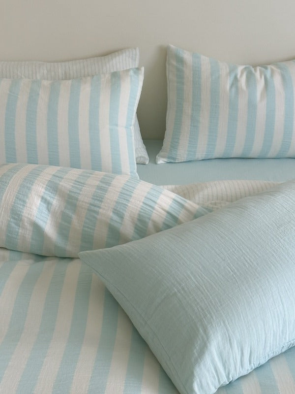 Cove Stripe Cotton Muslin Duvet Cover original reference image 60