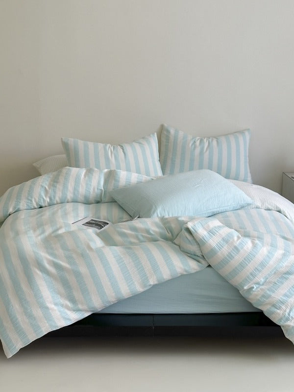 Cove Stripe Cotton Muslin Duvet Cover original reference image 62