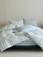 Cove Stripe Cotton Muslin Duvet Cover original reference image 62