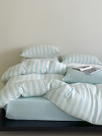 Cove Stripe Cotton Muslin Duvet Cover original reference image 63
