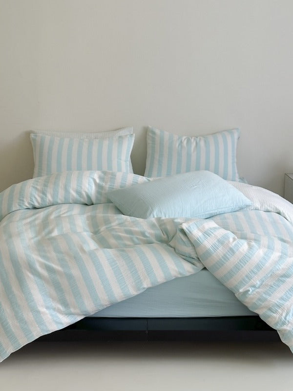 Cove Stripe Cotton Muslin Duvet Cover original reference image 64