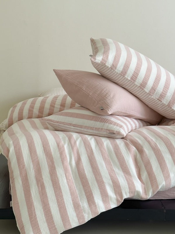 Cove Stripe Cotton Muslin Duvet Cover original reference image 65