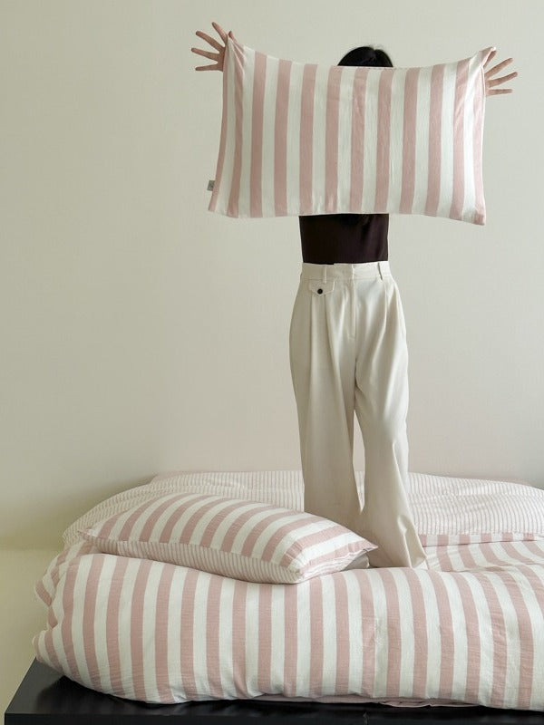 Cove Stripe Cotton Muslin Duvet Cover original reference image 71