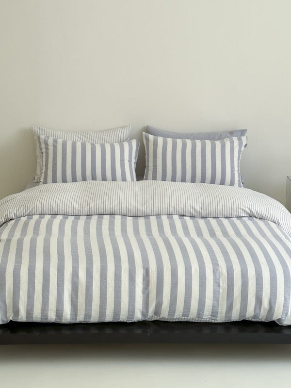 Cove Stripe Cotton Muslin Duvet Cover original reference image 73