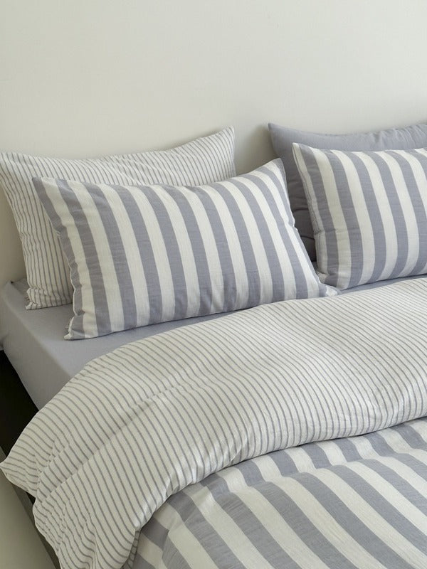 Cove Stripe Cotton Muslin Duvet Cover original reference image 75