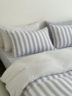 Cove Stripe Cotton Muslin Duvet Cover original reference image 75
