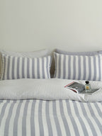 Cove Stripe Cotton Muslin Duvet Cover original reference image 76