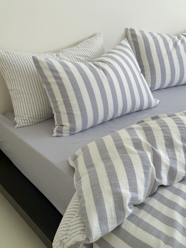 Cove Stripe Cotton Muslin Duvet Cover original reference image 78