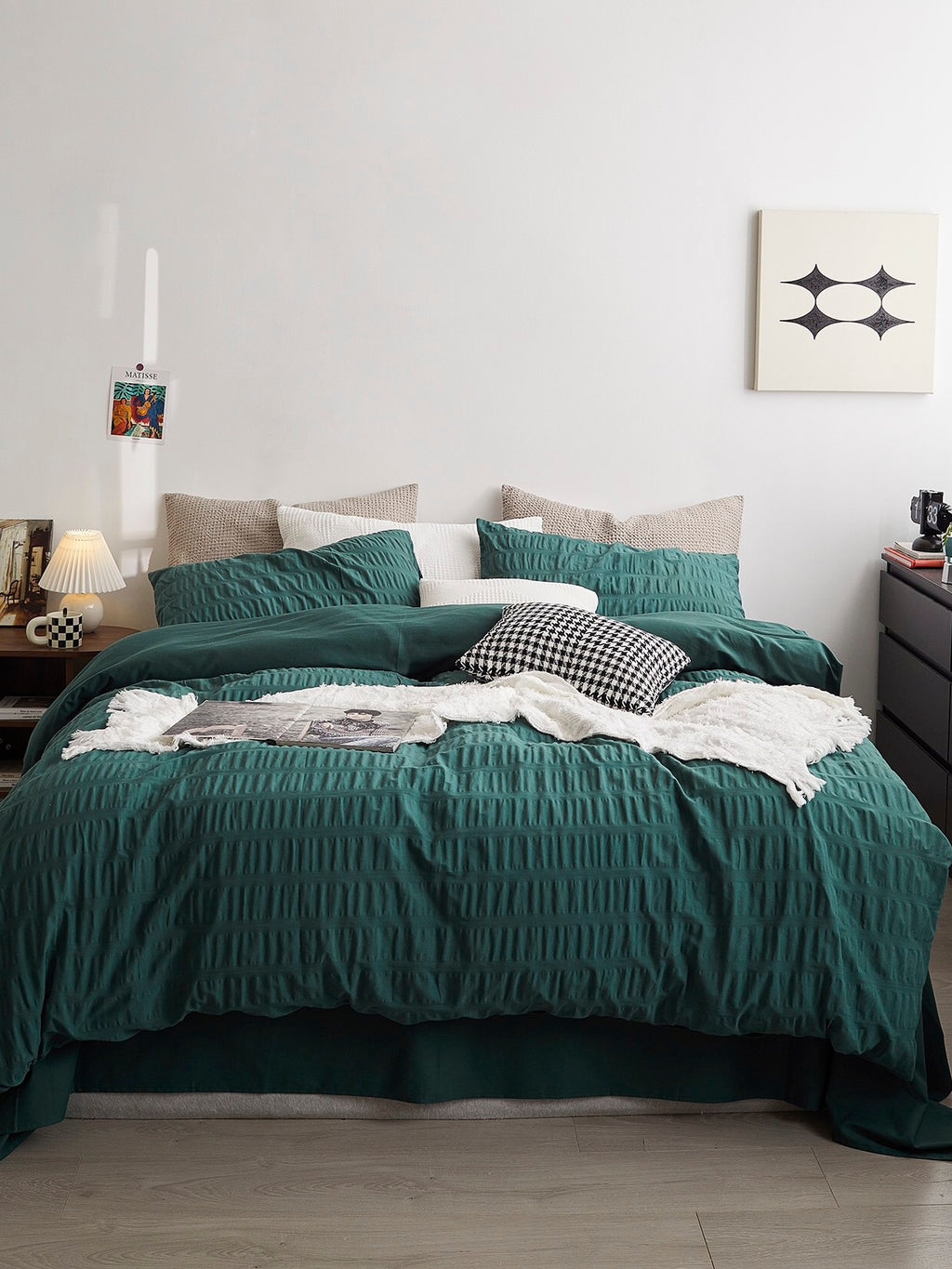 Emerald Ripple Cotton Seersucker  Duvet Cover original reference image 5