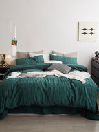 Emerald Ripple Cotton Seersucker  Duvet Cover original reference image 5