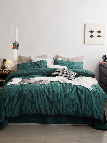 Emerald Ripple Cotton Seersucker  Duvet Cover original reference image 5