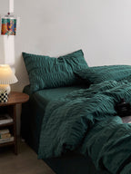 Emerald Ripple Cotton Seersucker  Duvet Cover original reference image 7