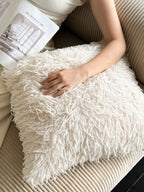 Feather Plush Faux Fur Throw Pillow original reference image 3