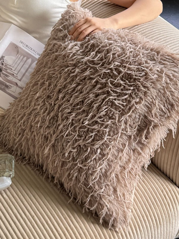 Feather Plush Faux Fur Throw Pillow original reference image 8