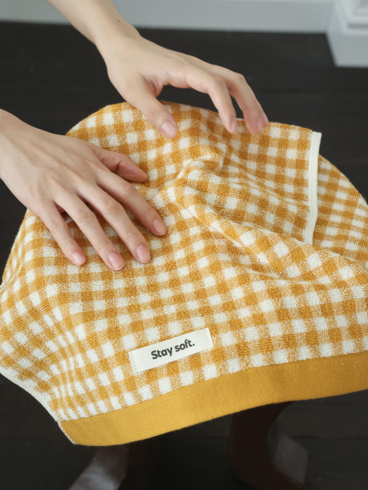 Gingham Grid Cotton Bath Towel original reference image 3