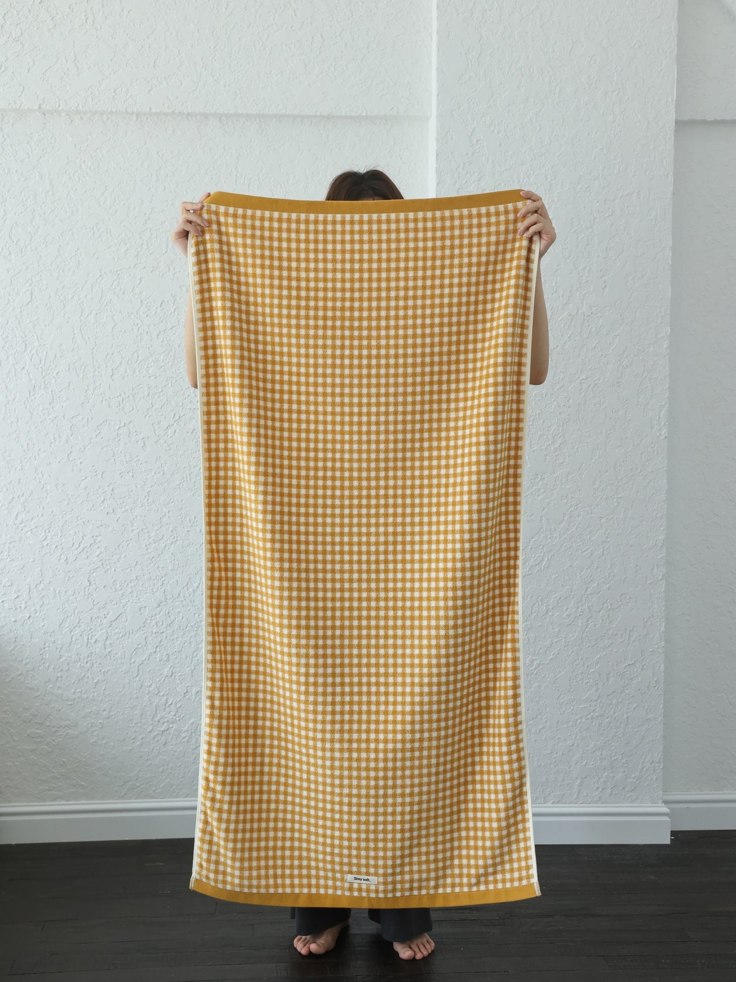 Gingham Grid Cotton Bath Towel original reference image 5