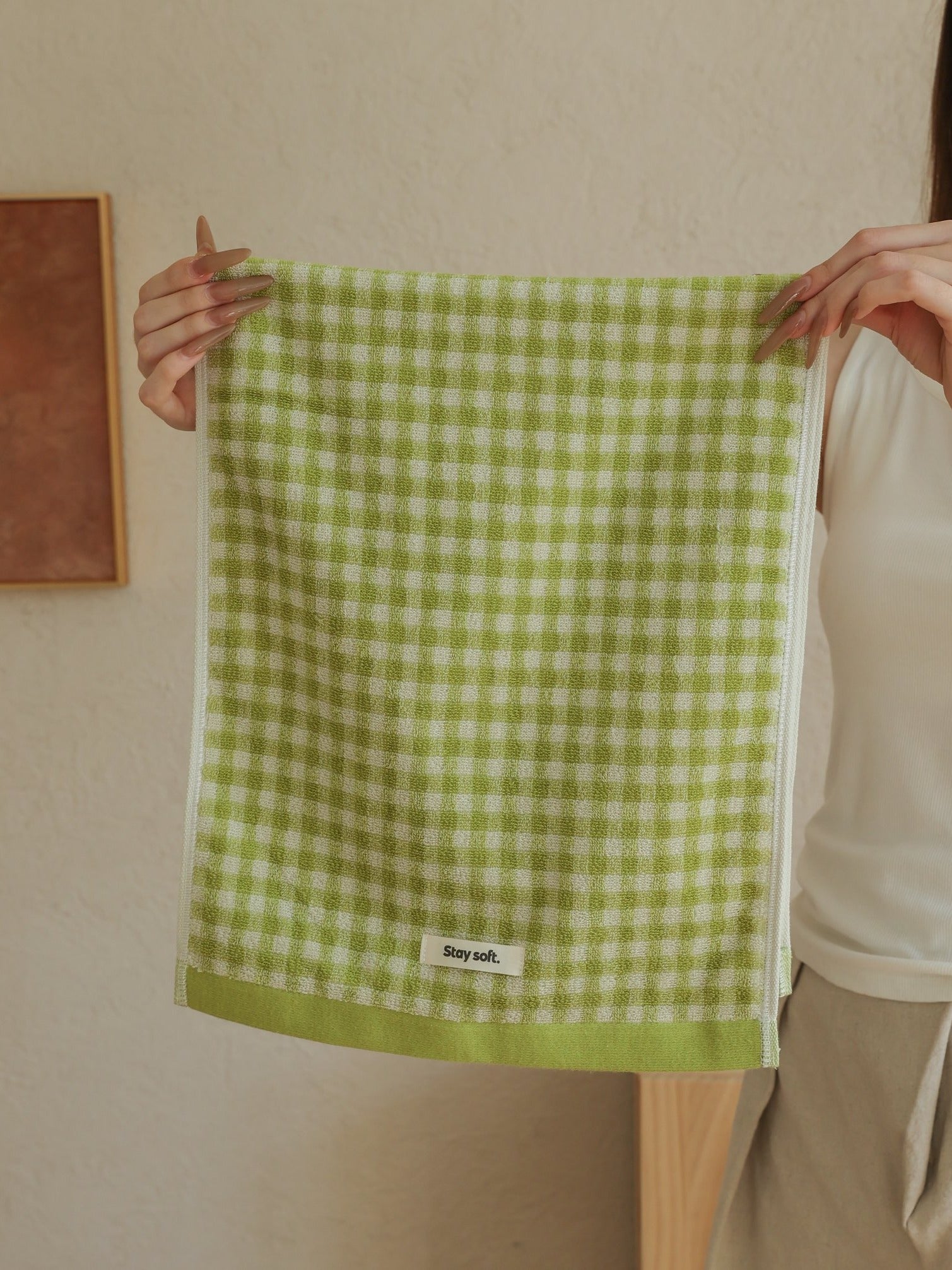 Gingham Grid Cotton Bath Towel original reference image 11