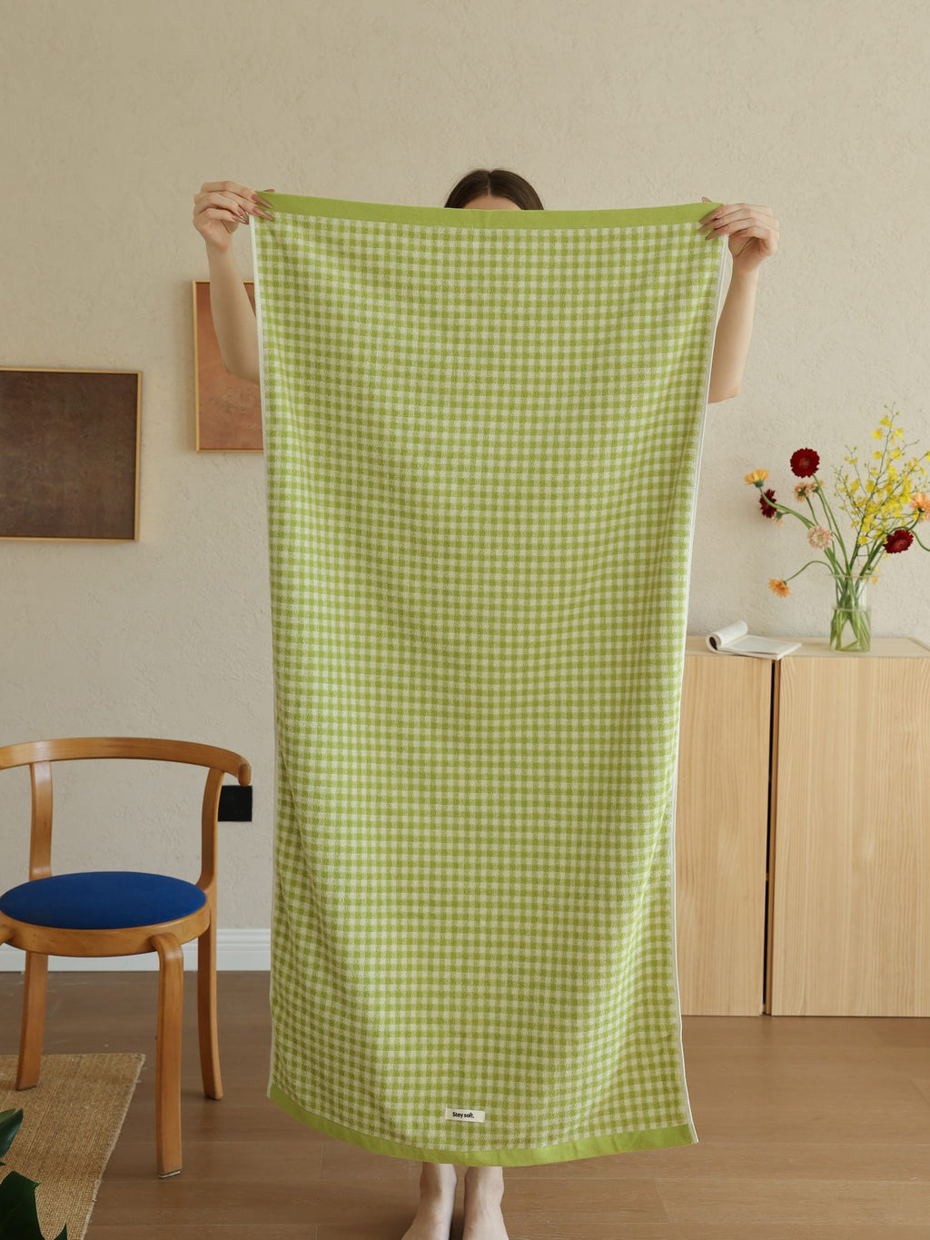 Gingham Grid Cotton Bath Towel original reference image 12