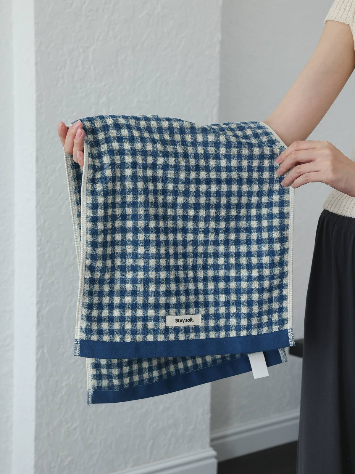 Gingham Grid Cotton Bath Towel original reference image 17